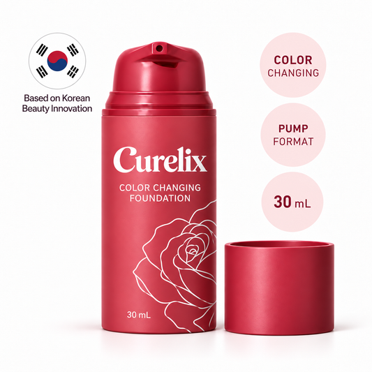 Curelix Color Changing Foundation with Korean beauty innovation emblem